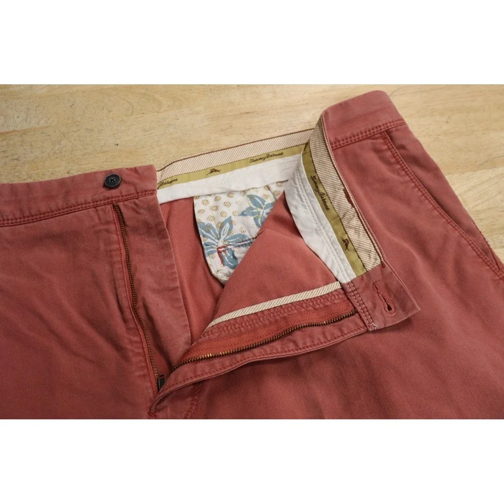 Mens Tommy Bahama Shorts Size 44 Cotton Tencel Lyocell‎ Red Stretch Casual